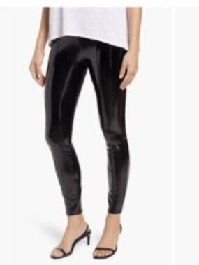 NWT SPANX Faux Patent Leather Leggings Petite High Rise Shaping Leggings sz PM